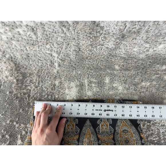 Free People Sz 6 Black & Gold Paisley Print High Rise Crop Pants Boho Artsy - Picture 5 of 11